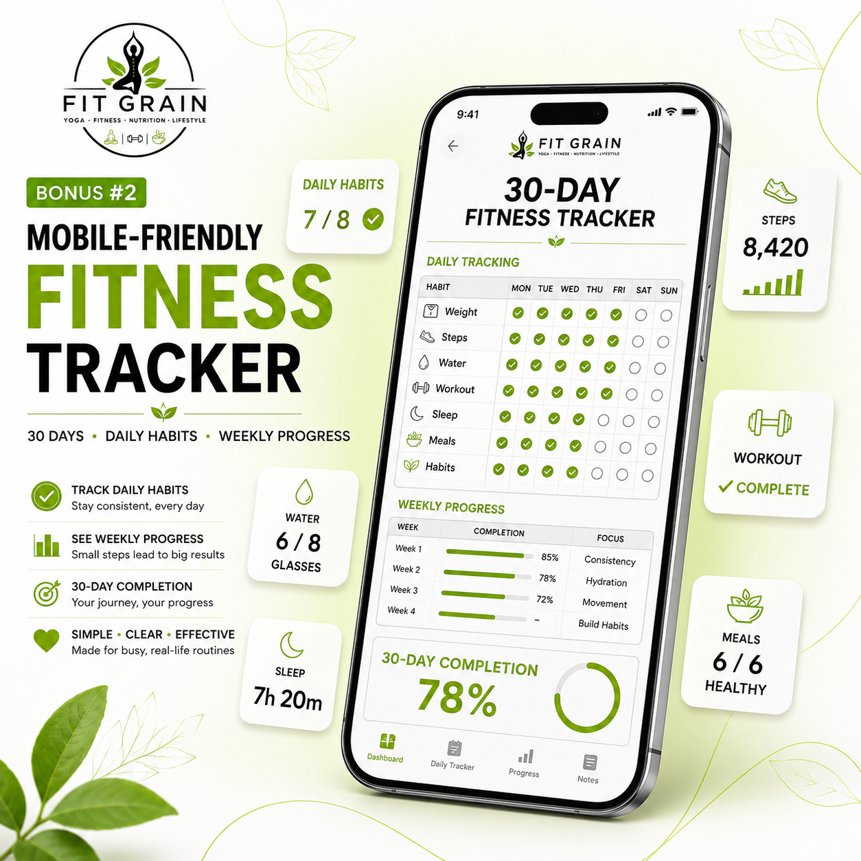 Mobile-Friendly Fitness Tracker product mockup
